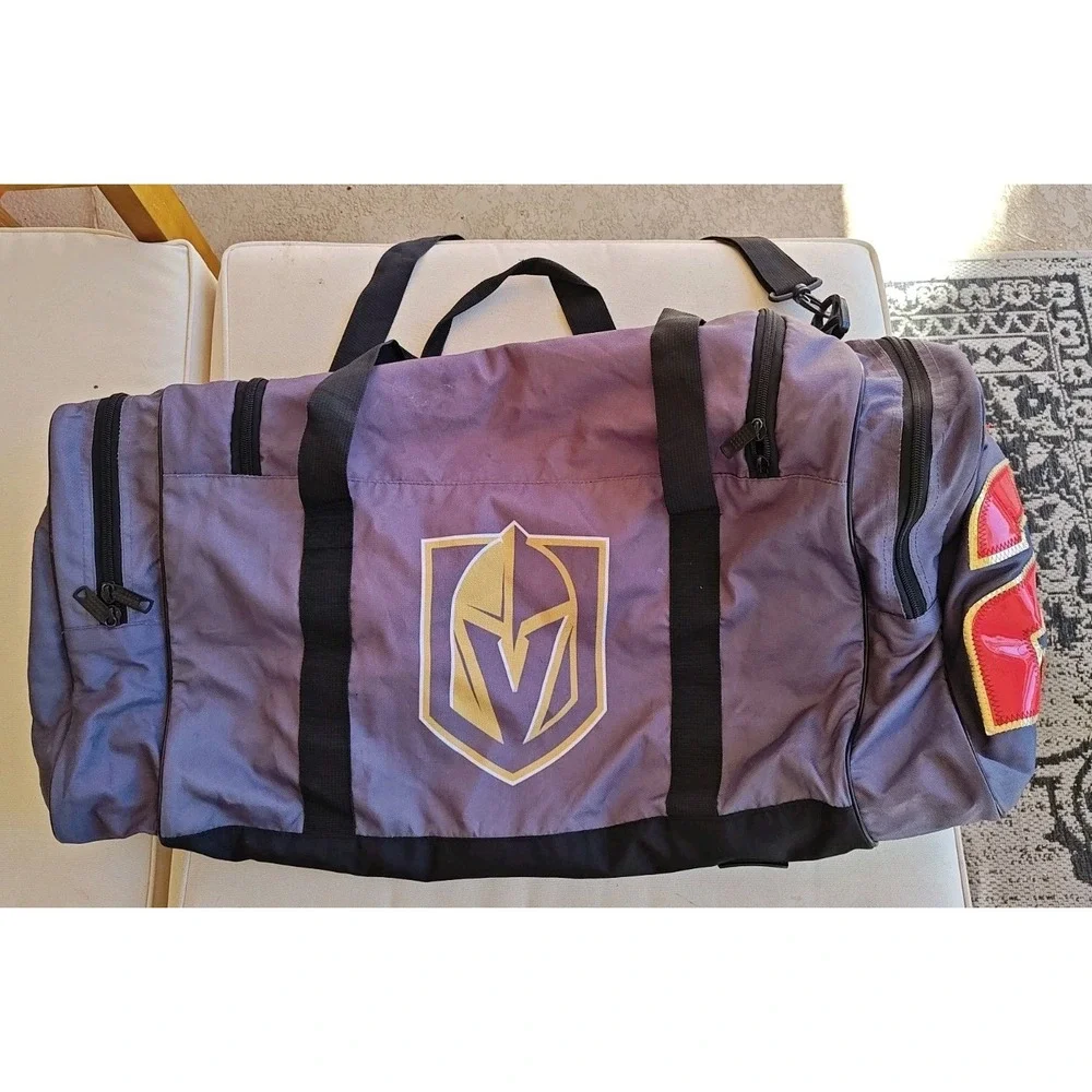 Vegas Golden Knights Football CCM Duffle Bag Gray Large Personalized Richard 20